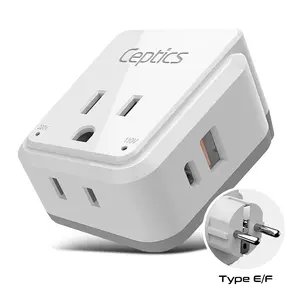 Germany, Korea Travel Adapter Set | Type E/F - USB & USB-C Ports + 2 US Outlets (PAK-SCHUKO)
