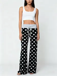 Spring/Summer/Autumn/Winter Women's polka dot printed pants loose pants home pants elastic pants casual pants Womenswear