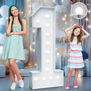 4FT Marquee Light Up Numbers - Cool White Light Up Numbers 1 with Fixed Bag, Decoration Large Marquee Light Up Numbers can Be Used for Wedding Decoration, Birthday Decoration