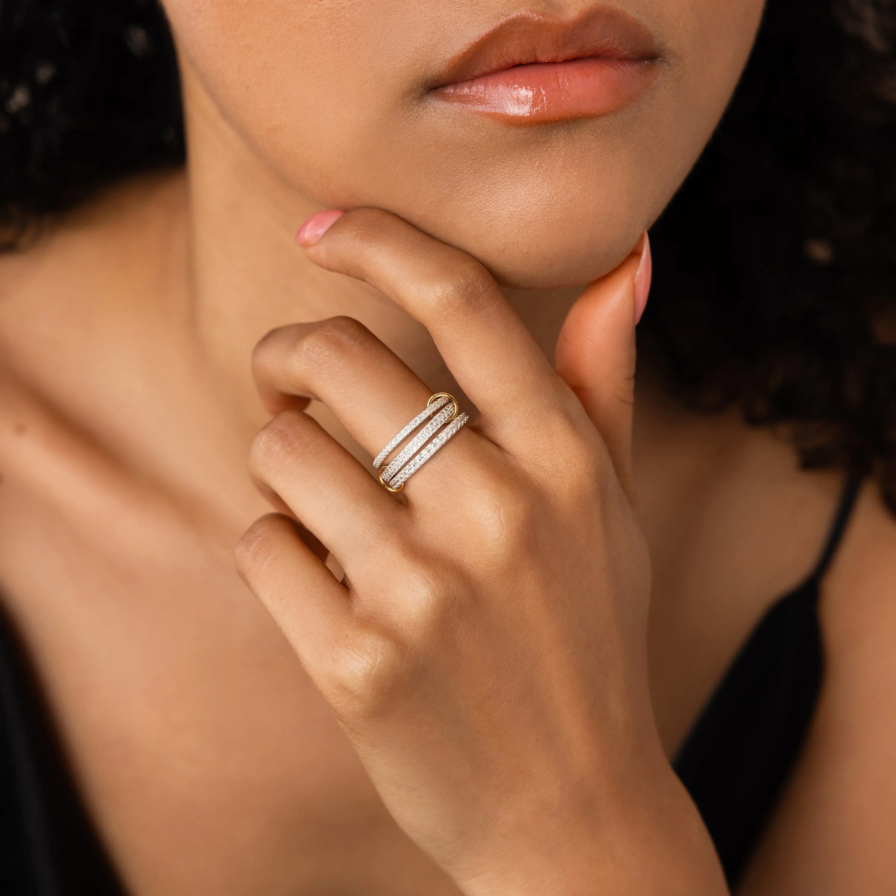 Dearmay Three-Tier Stacked Silver Ring for Women Zircon Ring Stackable Ring Set Jewelry Gift for Teen Girls&Mother Greenish Spring