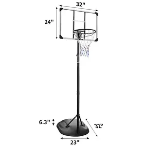 Portable Basketball Hoop System Stand Height Adjustable 7.5ft - 9.2ft with 32 Inch Backboard and Wheels for Youth Adults Indoor Outdoor mini Basketball Goal basketball hoop