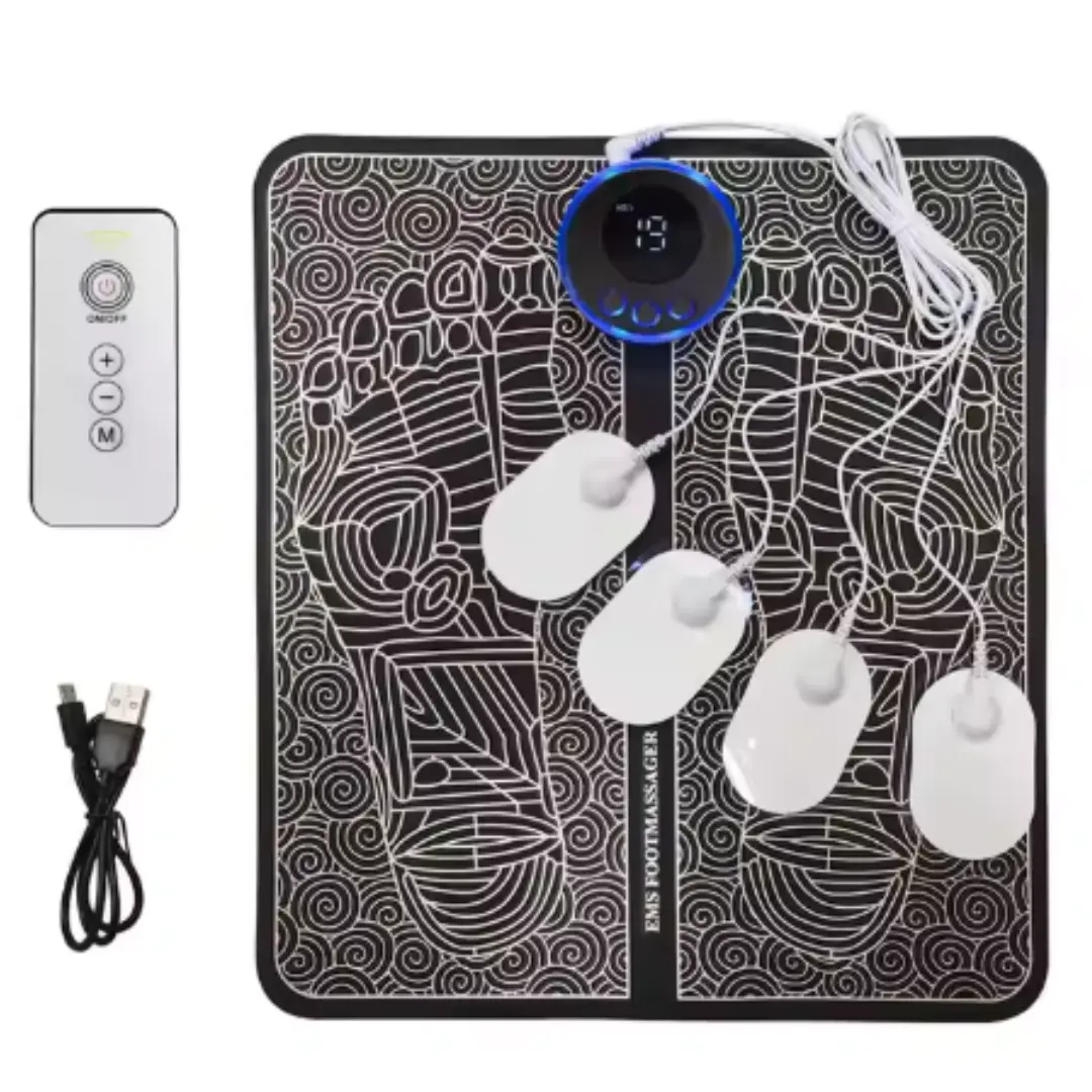 Electric Home Foot Massager Pad with 8 Modes & 19 Intensity Levels Portable Relaxation for Feet and Legs Mats USB Connected Remote Control Included