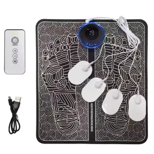 Electric Home Foot Massager Pad with 8 Modes & 19 Intensity Levels Portable Relaxation for Feet and Legs Mats USB Connected Remote Control Included