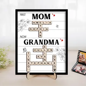 First Mom Now Grandma Crossword Puzzle Personalized, Family Name Sign, Gift For Mom, Grandma Gift, Mothers Day Gift, Grandkids Name Keepsake, Mothers Day Gift Ideas 2026