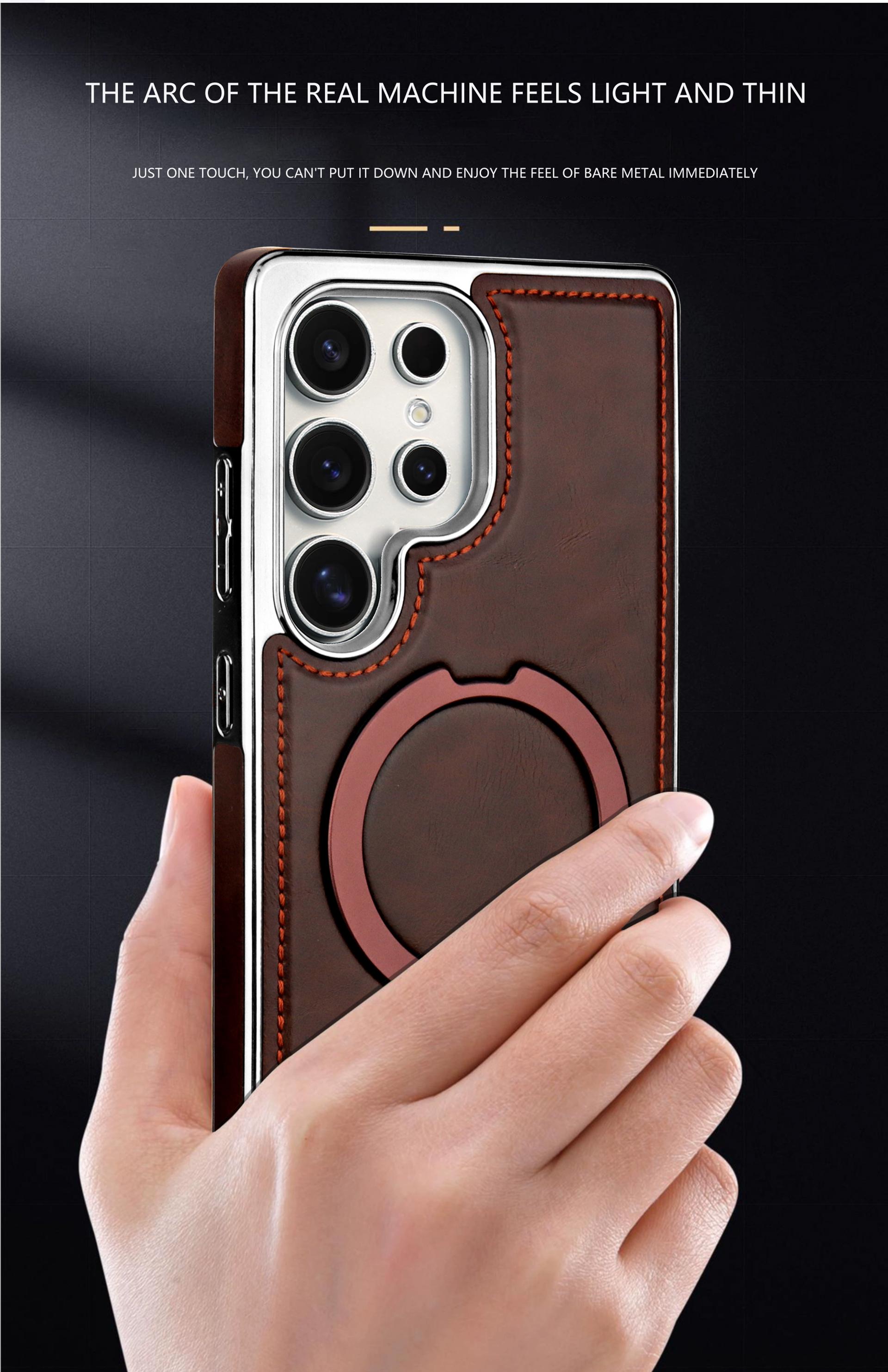360° Rotating Magnetic Stand High-grade Leather Phone Case for Samsung Galaxy Samsung S25 Edge/S25Ultra/S24Plus/S23Ultra/S25/S24/S23 Business Men Luxury Full Shockproof Protective Case