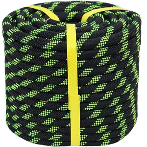 Heavy Duty Braided Polyester Rope 3/8 in x 100 ft Arborist Climbing Rope for Tree Climbing Pulling Swing Sailing Black Fluorescent Green CE Certified High Strength heavy weight adjustable bungee cord