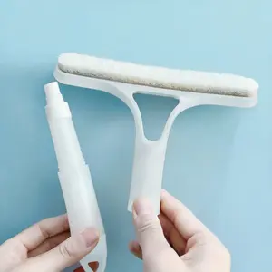 No More Messy Cleaners! 3-in-1 Glass Tool (Spray+Scrub+Squeegee+Scrape) – Windows, Mirrors, Car Windscreens Sparkle in 1 Go!