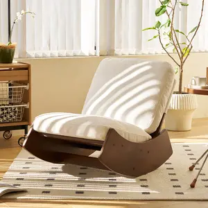 Handcrafted comfortable gliding chair, high-quality soft cushioned gliding chair, wooden frame, suitable for various occasions, can be used as a leisure reading chair in bedrooms or living rooms.