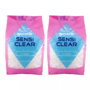 Waxness Sensi Clear Glass Rosin Free Hard Wax 2.2 lb / 1 kg - Pack of 2 - For Hair Removal - Rosin Free, Fragrance Free, Dye Free -  Hypoallergenic - Made in Italy
