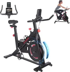 Dufominc Black At-Home Beginner-Friendly Computerized Indoor Spin Bike with LCD Monitor, Comfortable Seat Cushion for Home Gym Cardio Fitness Training, At-Home Exercise Bikes, Beginner-Friendly Exercise Bikes