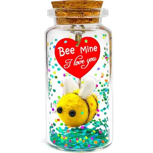 Anniversary I Love You Cute Bee Mine Valentines Gift, Romantic Message in a Bottle Present, Funny Birthday Christmas Presents Decorations Gifts for Him Her Boyfriend Girlfriend Husband Wife Couples