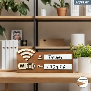 Nordic Retro Wooden WiFi Sign, Erasable Home & Office WiFi Account Password Sign, Wall Decor Hanging Sign, Reusable Label