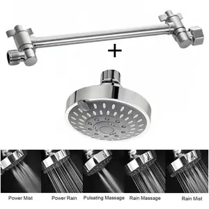 2-Pack High-Pressure Rain Shower Head, 11-Inch Extended Arm, Large Flow Rate, Luxury Modern Design, Pressure Boost Hotel Shower Head