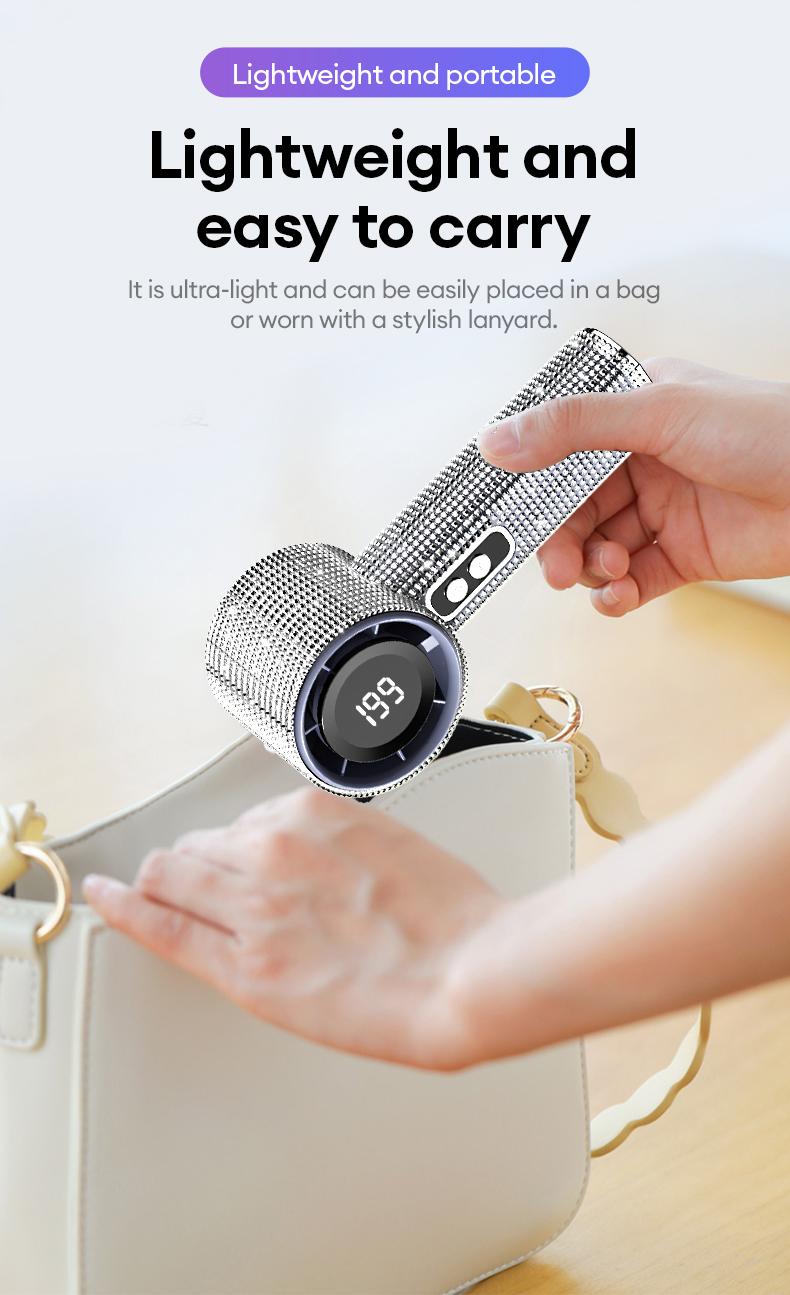 PAXA M15 Full Diamond Luxury Craftsmanship Portable Handheld Fan, 3 Gear Wind, Rechargeable Long Battery Life Hand Fan With Digital Display For Outdoor Activities, Travel, Office, Wonmen's gift