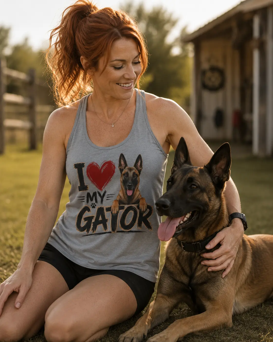 Women's Chic Sleeveless Racerback Tank Top - Basic Womenswear, Gator Love & Malinois-Inspired, Fit for Casual Everyday Wear