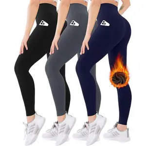 Women's Fleece Lined Winter High Waisted Pockets Leggings Thermal Hiking Yoga Workout Athletic Running Warm Pants
