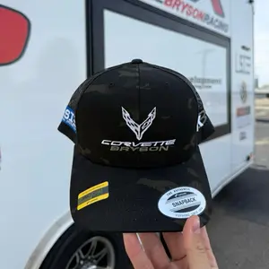 Corvette SnapBack Hat - Black with Camo Design and Official Logo - Authentic Racing Cap for Fans