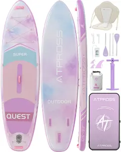10'6''x33''Inflatable Stand Up Paddle Board, 400lbs Extra Wide Stand Up Paddleboard with Kayak Seat, Anti-Slip EVA Deck Premium SUP Accessories Kit, Non-Slip Stable Deck Boat