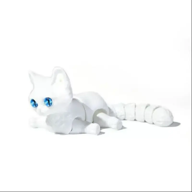 Cute Cat 3D Printed Statue, Jointed Poseable Figurine, Figurines Decor, Home Decor Desk Topper, Office Gift, Halloween & Christmas Present