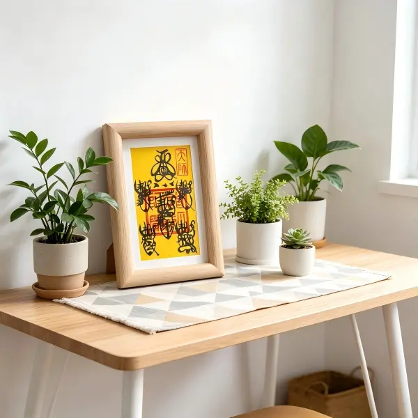 Purely Hand-Painted 5 Gods of Wealth Photo Frame, 6-in (12×17 cm) Home Decor, Prosperity-Themed Gift for Home & Office