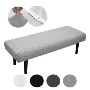 Elastic Bench Cover for Restaurant & Office, Striped Jacquard Fabric, Multiple Colors Available, Easy Washable, Decorative Protector, Removable Washable Slipcover