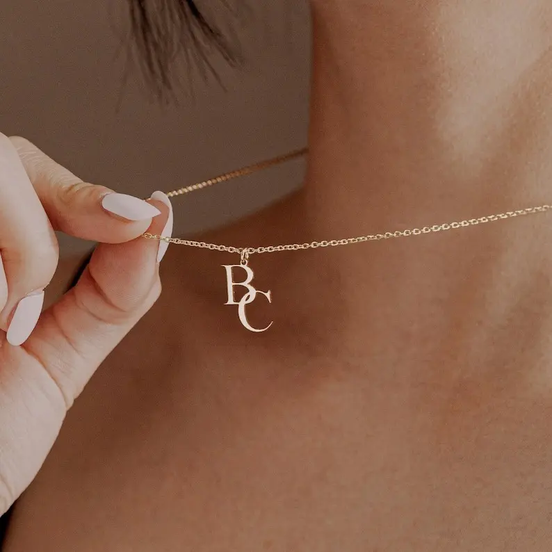 AS184 Custom Interlocking Initial Necklace, Combined initials Gold Couple Monogram Pendant, Personalized His and Hers Letter Jewelry, Anniversary Gift for Girlfriend, Valentine's Day Present Customized Two Initials Necklace Gold Rope Chain AS184 Custom Interlocking Initial Necklace, Combined initials Gold Couple Monogram Pendant, Personalized His and Hers Letter Jewelry, Anniversary Gift for Girlfriend, Valentine's Day Present Customized Two Initials Necklace Gold Rope Chain