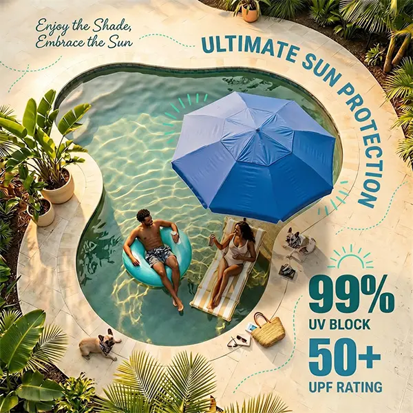PoolBar 99% UV block UPF 50+ sun protection aerial view