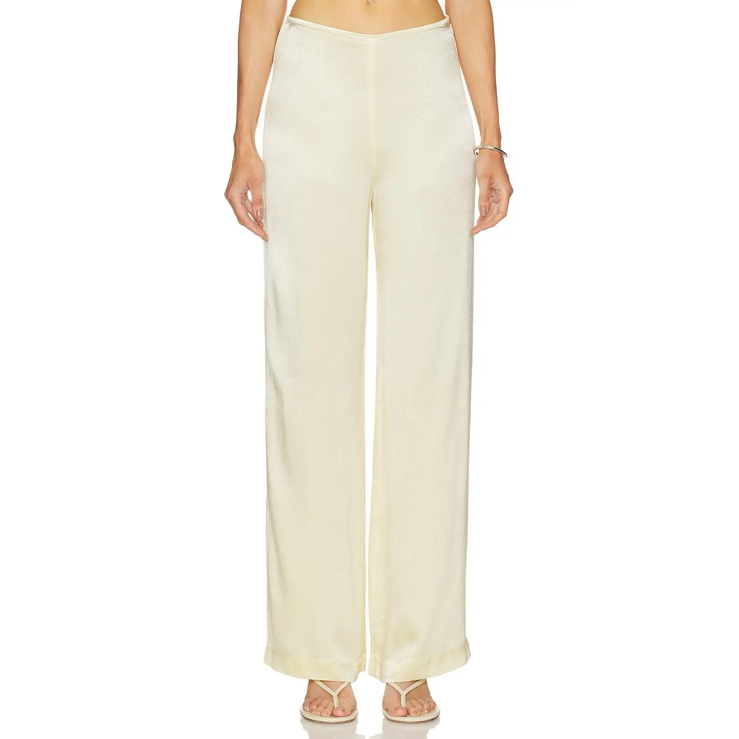 Bardot Devin Mid Rise Satin Pant in Buttercup