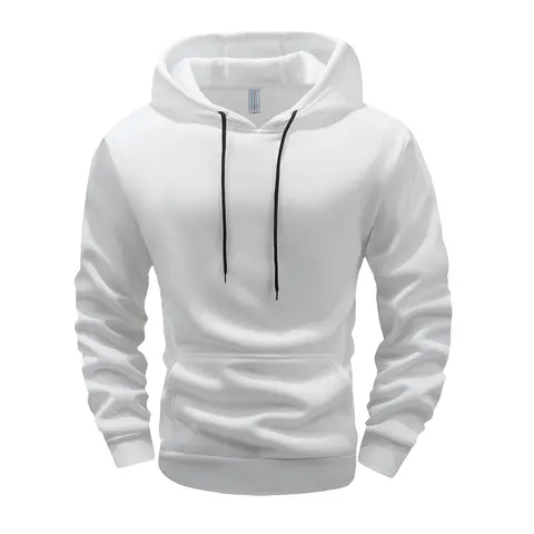 New Men's Plain Solid Color Zip-Up Long Sleeve Hooded Sweatshirt - Polyester-Spandex Jersey Pullover Outerwear, Loose Sporty Chic Athletic Hoodie, Spring Casual Ootd Tops, Leggings-Friendly, Layer/Pair w/ Jeans/Leggings, Zip-Up Detail Men's Hoodies