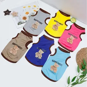 Pet clothing, breathable dog clothes, cat clothes, summer dog vests, thin and breathable, Corgi clothes, pet vest sets, cartoon bear design, Cute, sleeveless, lightweight, suitable for small and medium-sized dogs and cats