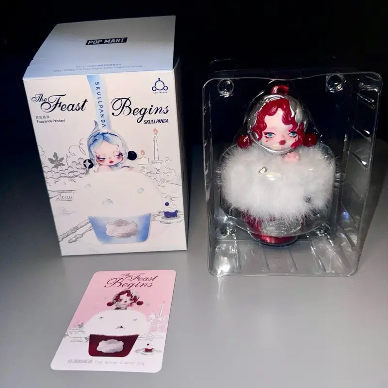 New Skull Panda “The Feast Begins” The  Silver Claret Jug Fragrance Plush Pendent Pop Mart Authentic