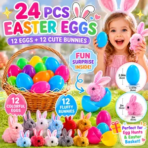 Gift for Her/Him 20/24/96pcs  Bunny Eggs, Mixed Colors,  Theme, Suitable for Party Gifts, Mini Rabbit Ornaments, Holiday Basket Filling Eggs