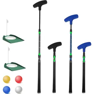 Adjustable Mini Golf Set, Two-Way Putter for Right/Left Handed, Suitable for Kids to Adults, Comes with 2 Golf Putters, 4 Golf Balls & 2 Cups with Flag