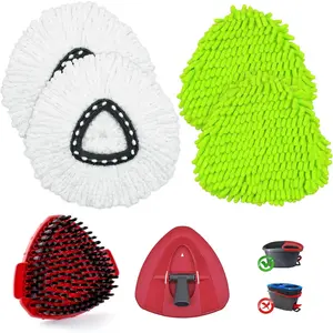 Mop Heads Ocedar, Mop Replace Head for Ocedar EasyWring 1 Tank, Include 4 Microfiber Refills Head Deep Machine Washable,1 More Bristles Scrub Brush,1 Base