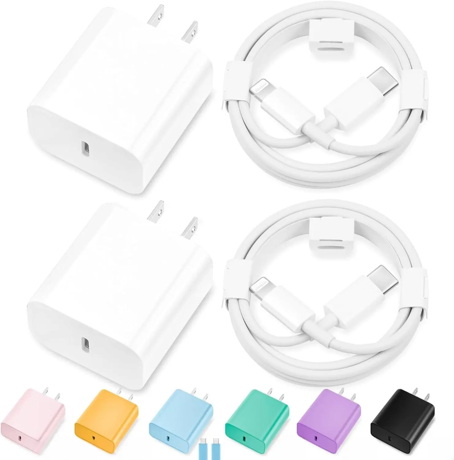 iPhone Charger Fast Charging,[Apple MFi Certified] 2Pack 20W Type C Fast Charger Block with 6FT USB C to Lightning Cable Compatible for iPhone 14/13/12/11 Pro Max/Xs Max/XR/X,iPad（White）
