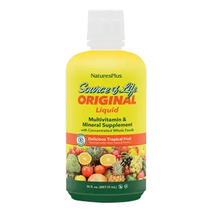 NaturesPlus Source of Life Liquid, Tropical Fruit - 30 fl oz - Multivitamin & Mineral Supplement - Gluten Free, Vegetarian - 30 Servings