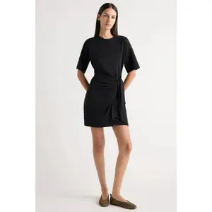 Modern Citizen Fallon Organic Cotton T-Shirt Wrap Dress in Black