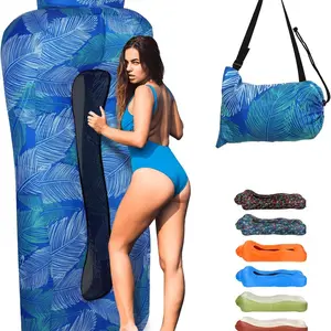 Outdoor Pool Grass Dual-Use Inflatable Sofa Bed, No Pump Needed, Large Size 74.80" X 29.53" X 21.65", Includes Storage Bag and Stake