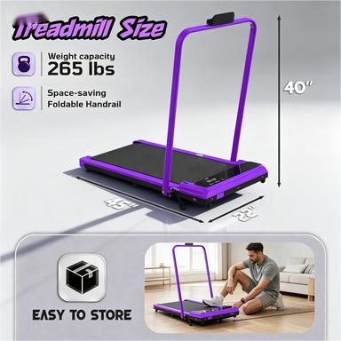{Fast Shipping}2-in-1 Folding Incline Treadmill, Ultra-Quiet Motor for Home Use, 265 lbs Max Load, Wide Shock-Absorbing Belt, Remote Control & Easy Mobility, Bonus Resistance Bands for Full-Body Workouts