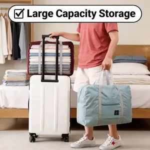 Grab these 2 stylish foldable travel duffel bags in wine red and navy blue!Lightweight waterproof carry-on design makes packing super easy for overnight trips, weekend getaways, holiday vacations, daily shopping, outdoor outings