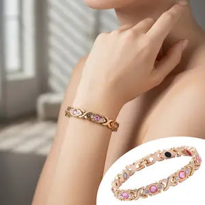 Sicbumi Magnetic Bracelet for Women, Crystal Ultra Strength Fine Jewelry, Adjustable for Pain Relief and Poor Circulation, Female