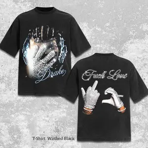 Drake 2 Sided Graphic T-Shirt – Iceman Album 2026 Inspired Hip Hop Streetwear Quality Cotton Tee, Drizzy Rhinestone Glove Vintage Washed Rap Shirt, OVO Aesthetic Oversized Unisex Top for Drake Fans Collector X4G