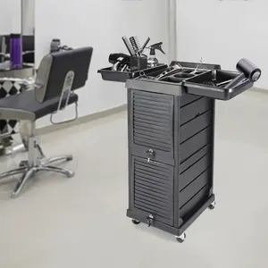 7 Tier Rolling Beauty Salon Cart Mobile Storage Trolley for Hair Tools Cosmetics Nail Spa Organizer Black PVC PP Multilayer Utility Cart