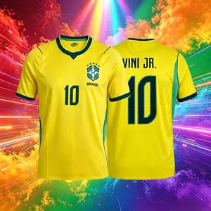2026 Brazil National Home And Away Yellow And Blue Neymar Vini Raphinha Short Sleeve Soccer Jersey Fans Version