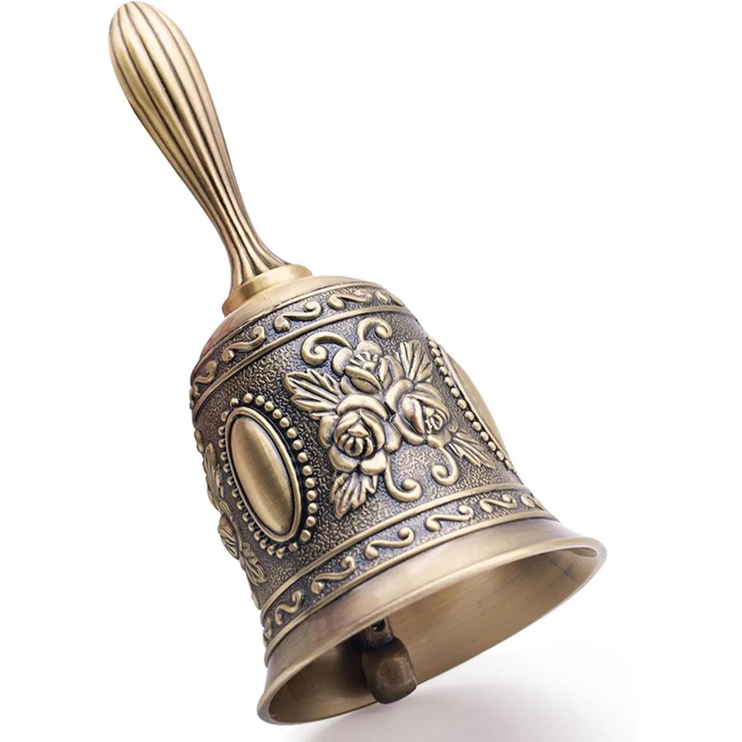Vintage Brass Hand Bell – Loud Call Bell for Bedside, Dinner, Wedding, Christmas & Holiday Party