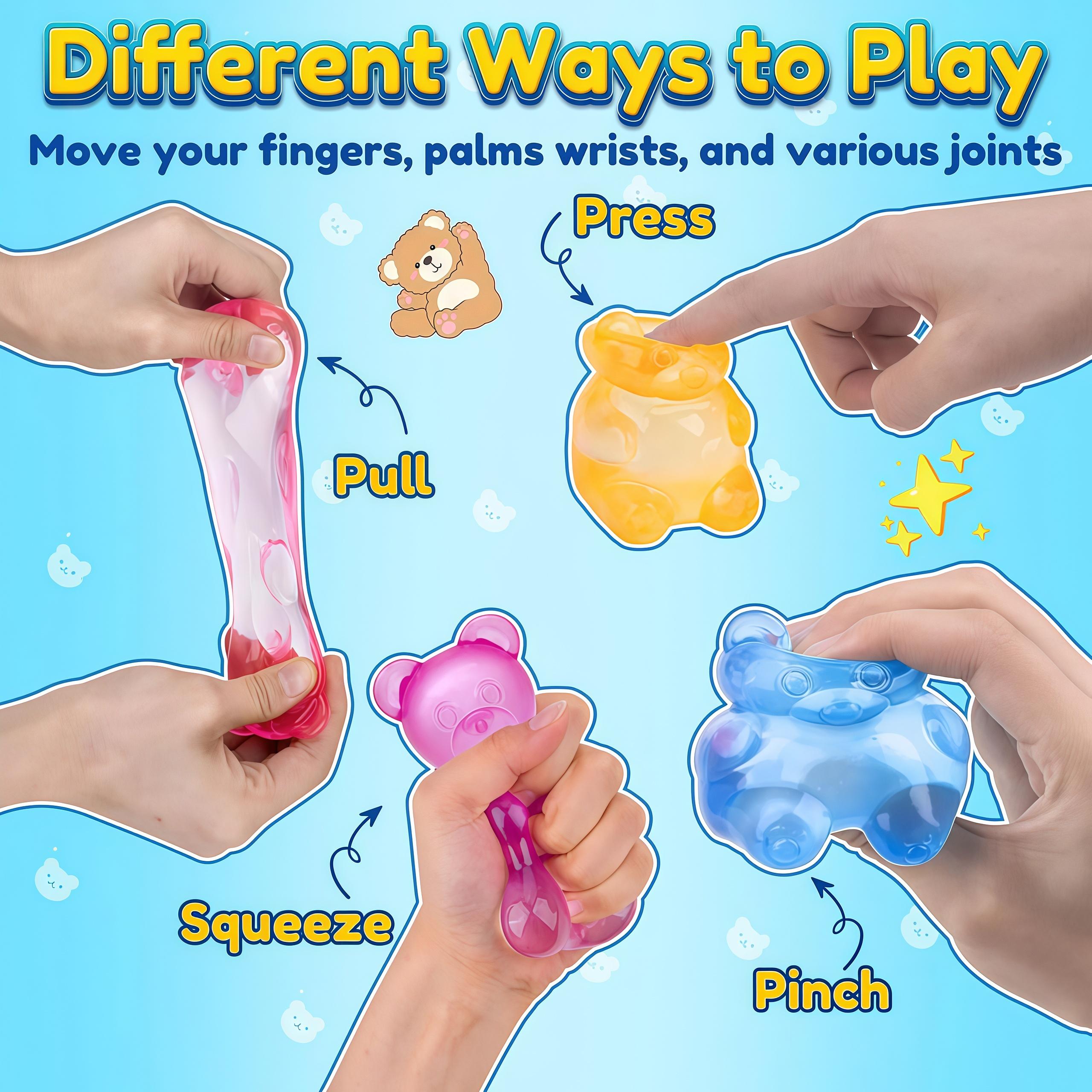 Gummy Bear Sensory Fidget Toys with Jelly-Like Filling, Soft Stress Relief, Anxiety Relief, Calming Fidget Toys for Kids Adults, Birthday Gifts, Party Favor Bag Filler