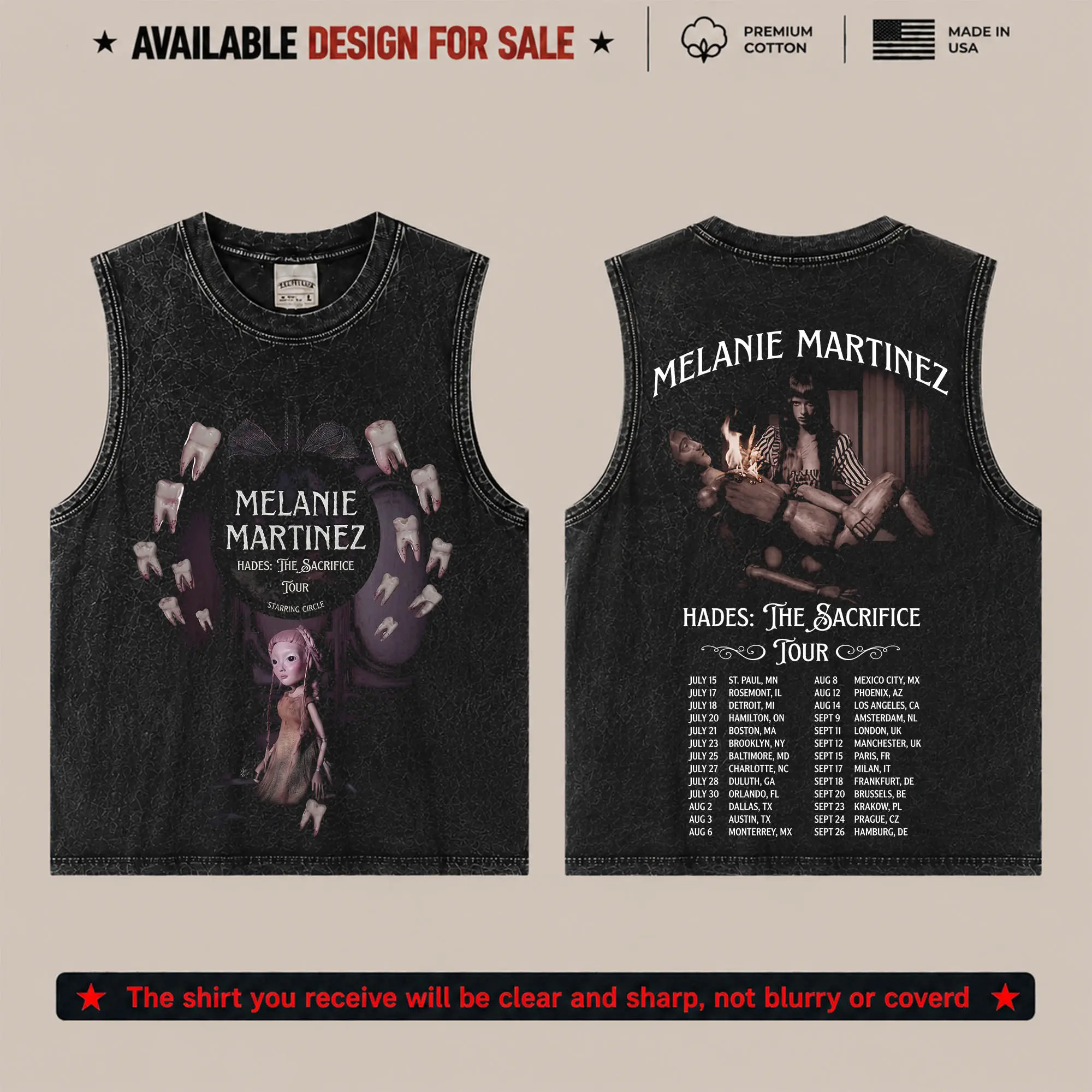 Melanie Martinez #4 Premium Washed Tank Top T-Shirt Graphic Alternative Pop Melanie Martinez Fan Merch Gift For Music Lover,Vintage Fan Merch for Music Lovers S–5XL