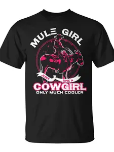 Mule Girl T-Shirt| Unisex, Casual Style, Crew Neck, Slight Stretch, Regular Fit, All-season, Funny Christmas Novelty, Summer Trendy Streetwear, Top Quality Comfortable, Printed, Pure 220G