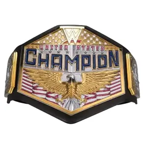 United States Championship Belt Adult Size - World Heavyweight Wrestling Replica Title Belt 2MM Brass - Adjustable Leather Strap - Black/Gold  Spinner Belt Adult Heavyweight Wrestling Championship Belt Universal Black Wrestling Championship Belt