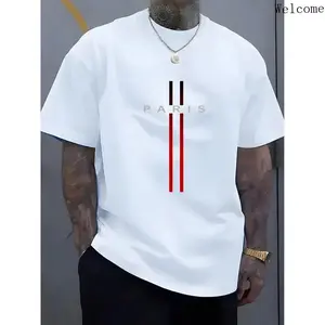 Men's Paris Graphic Print Cotton T-Shirt - Soft Round Neck, Slightly Stretchy Street Style, Breathable All-Season Casual Tee, Machine Washable Regular Fit